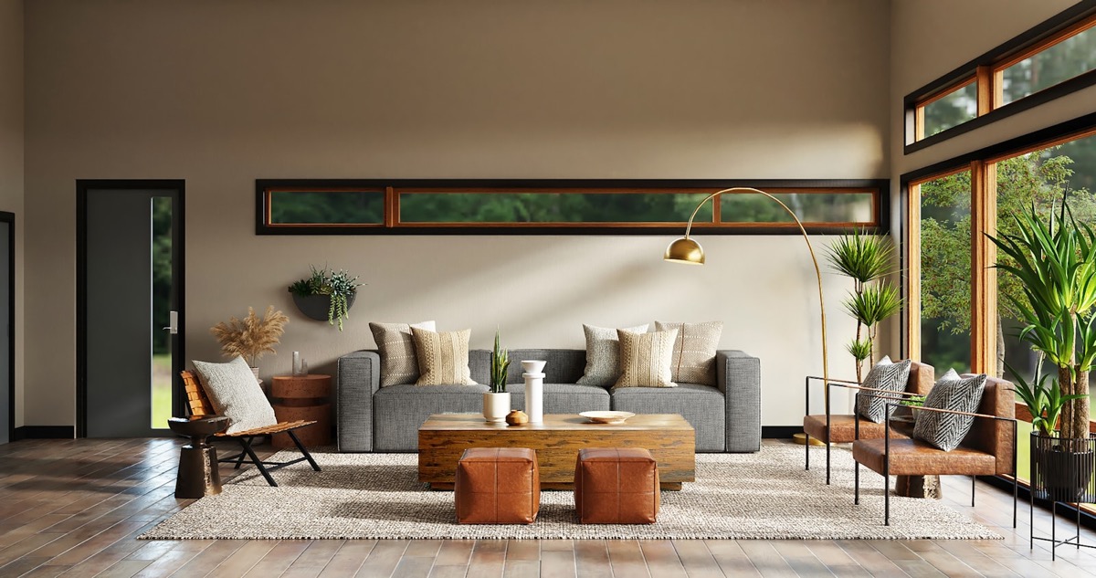 Warm living room interior with natural light